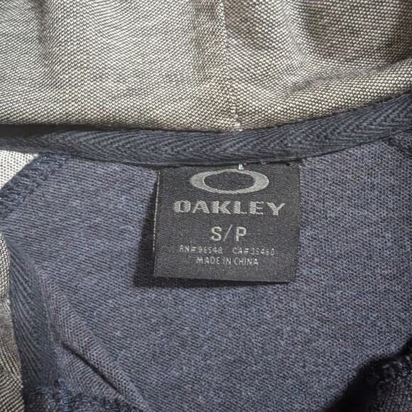VTG Oakley Men's Small Lightweight Hoodie Sweatshirt Button Two Toned Blue Y2K - Picture 5 of 6